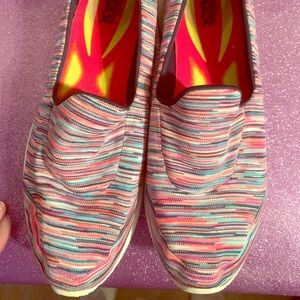 Skechers striped slip ons